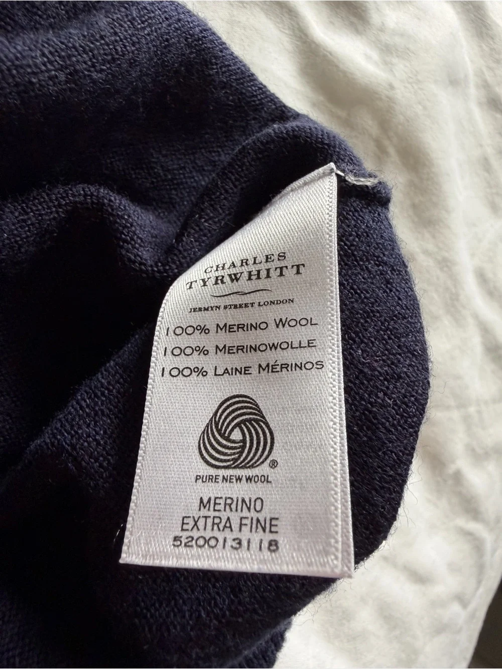 Charles Tyrwhitt Navy Zip-Neck Sweater - Men